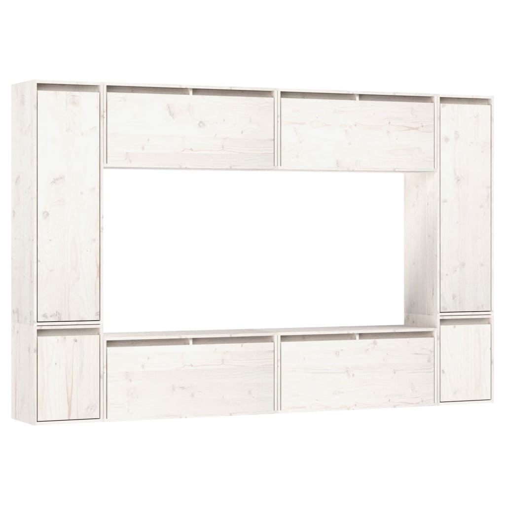vidaXL Meubles TV 8 pcs Blanc Bois de pin massif