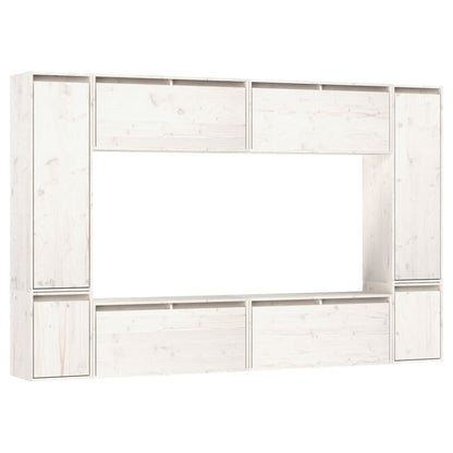 vidaXL Meubles TV 8 pcs Blanc Bois de pin massif
