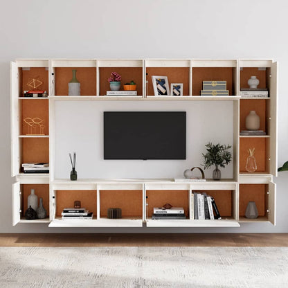 vidaXL Meubles TV 8 pcs Blanc Bois de pin massif