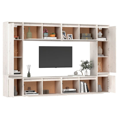 vidaXL Meubles TV 8 pcs Blanc Bois de pin massif