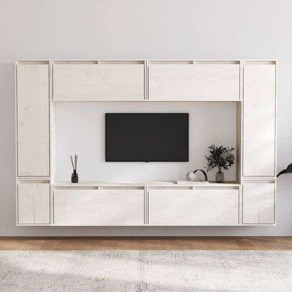 vidaXL Meubles TV 8 pcs Blanc Bois de pin massif