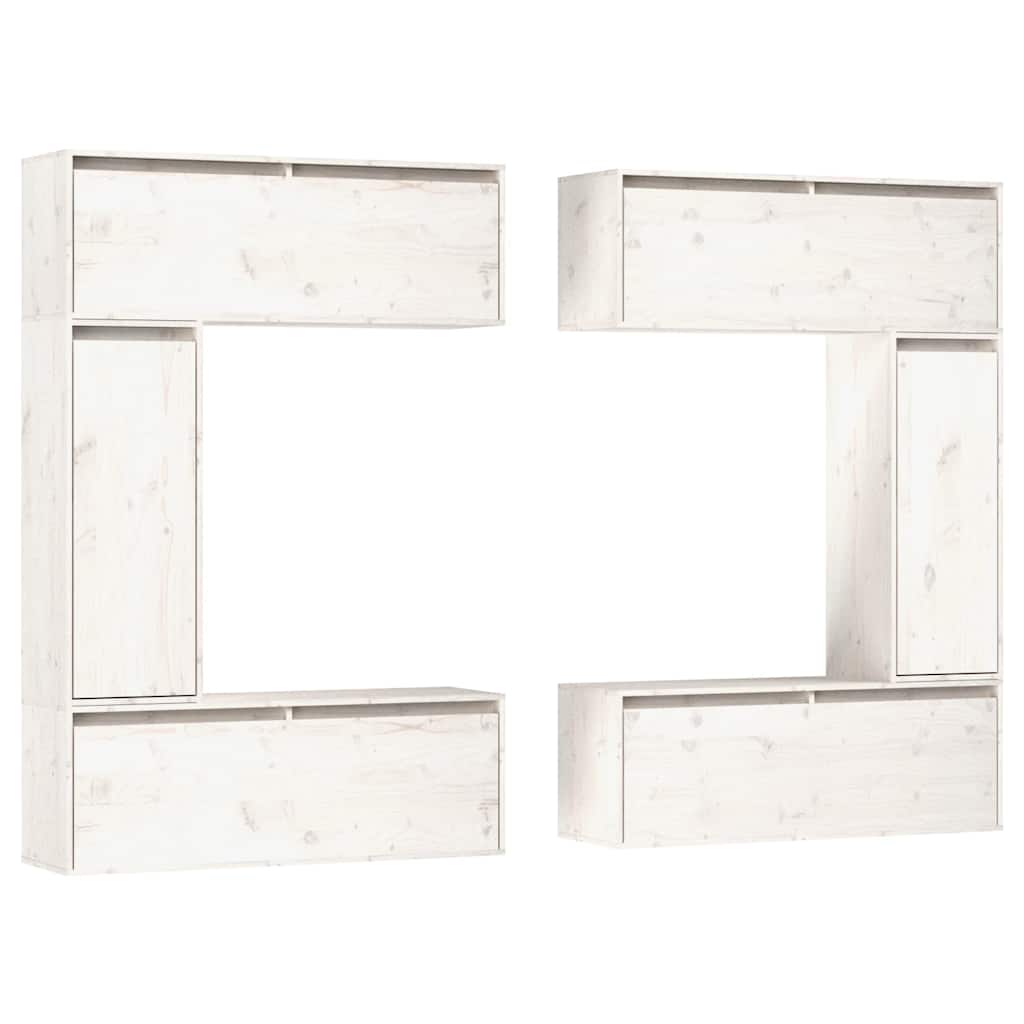 vidaXL Meubles TV 6 pcs Blanc Bois de pin massif