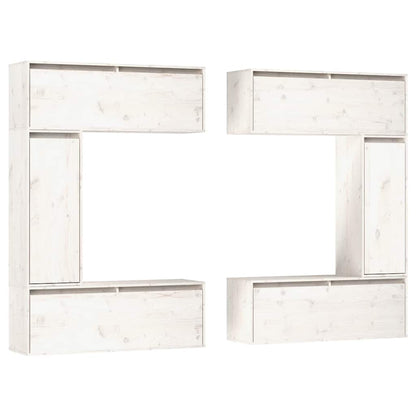 vidaXL Meubles TV 6 pcs Blanc Bois de pin massif