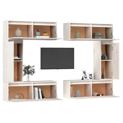 vidaXL Meubles TV 6 pcs Blanc Bois de pin massif