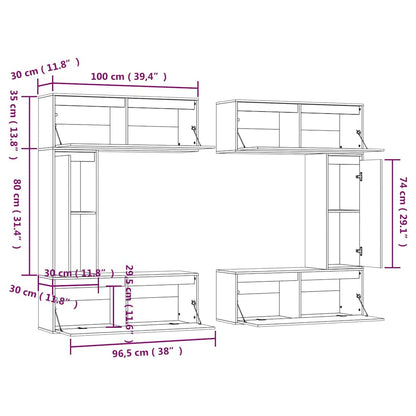 vidaXL Meubles TV 6 pcs Blanc Bois de pin massif