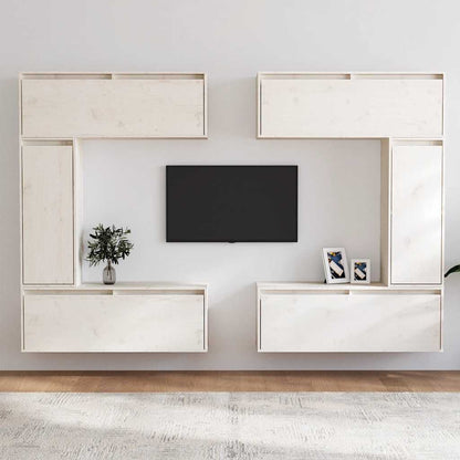 vidaXL Meubles TV 6 pcs Blanc Bois de pin massif