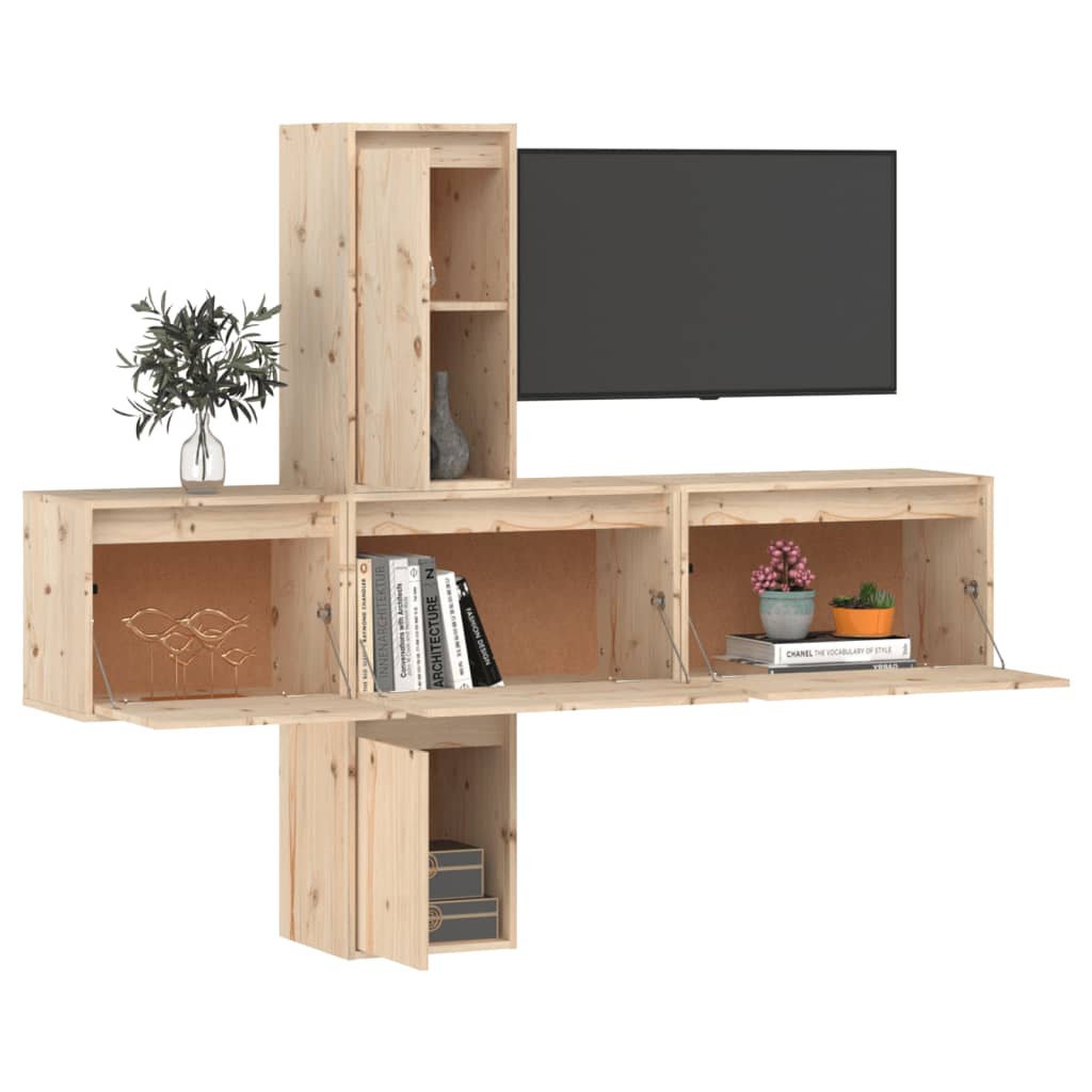 vidaXL TV-Schränke 5 Stk. Massivholz Kiefer