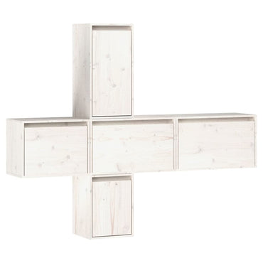 vidaXL Meubles TV 5 pcs Blanc Bois de pin massif