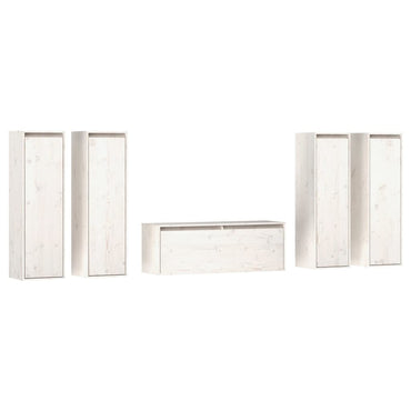 vidaXL Meubles TV 5 pcs Blanc Bois de pin massif