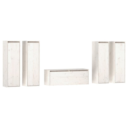 vidaXL Meubles TV 5 pcs Blanc Bois de pin massif