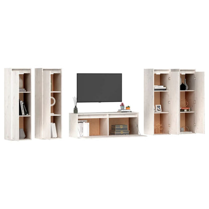 vidaXL Meubles TV 5 pcs Blanc Bois de pin massif