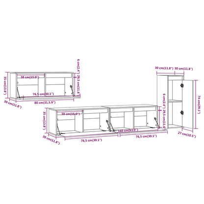 vidaXL Meubles TV 4 pcs Bois de pin massif