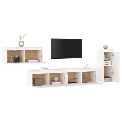 vidaXL Meubles TV 4 pcs Blanc Bois de pin massif