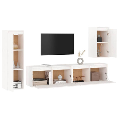 vidaXL Meubles TV 4 pcs Blanc Bois de pin massif