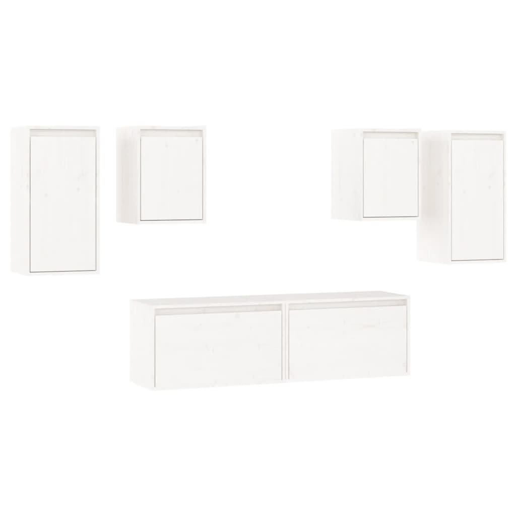 vidaXL Meubles TV 6 pcs Blanc Bois de pin massif