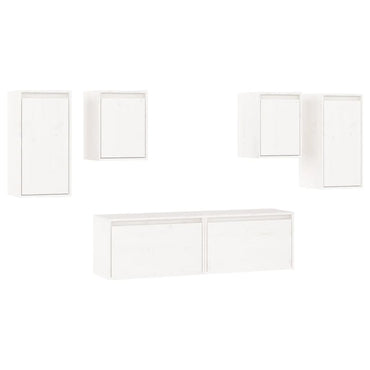 vidaXL Meubles TV 6 pcs Blanc Bois de pin massif