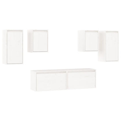 vidaXL Meubles TV 6 pcs Blanc Bois de pin massif
