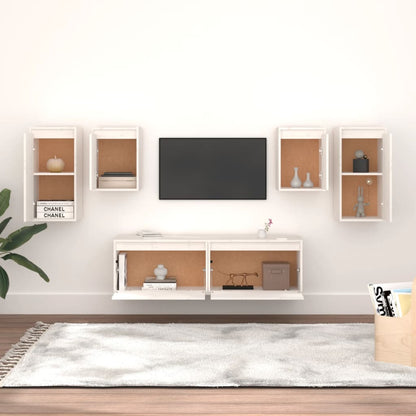 vidaXL Meubles TV 6 pcs Blanc Bois de pin massif