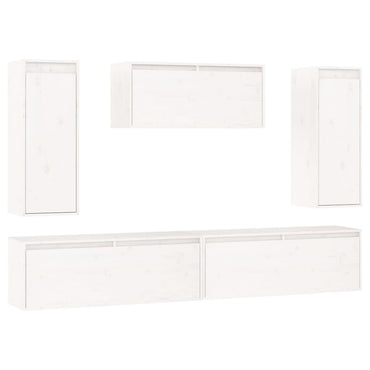 vidaXL Meubles TV 5 pcs Blanc Bois de pin massif