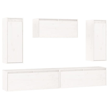 vidaXL Meubles TV 5 pcs Blanc Bois de pin massif