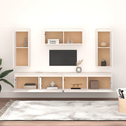 vidaXL Meubles TV 5 pcs Blanc Bois de pin massif