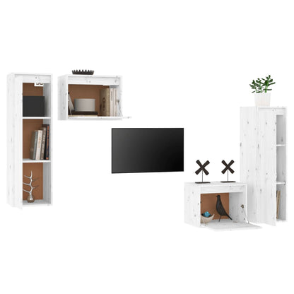 vidaXL Meubles TV 4 pcs Blanc Bois de pin massif