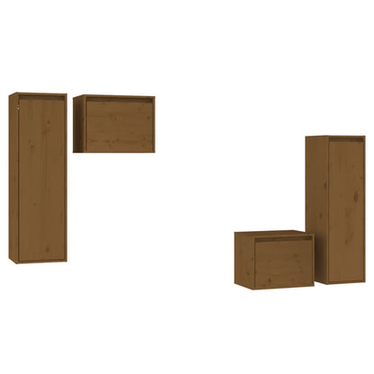 Meubles TV vidaXL 4 pcs Marron miel Bois de pin massif