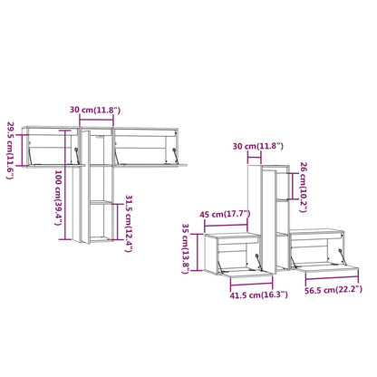 vidaXL Meubles TV 6 pcs Noir Bois de pin massif