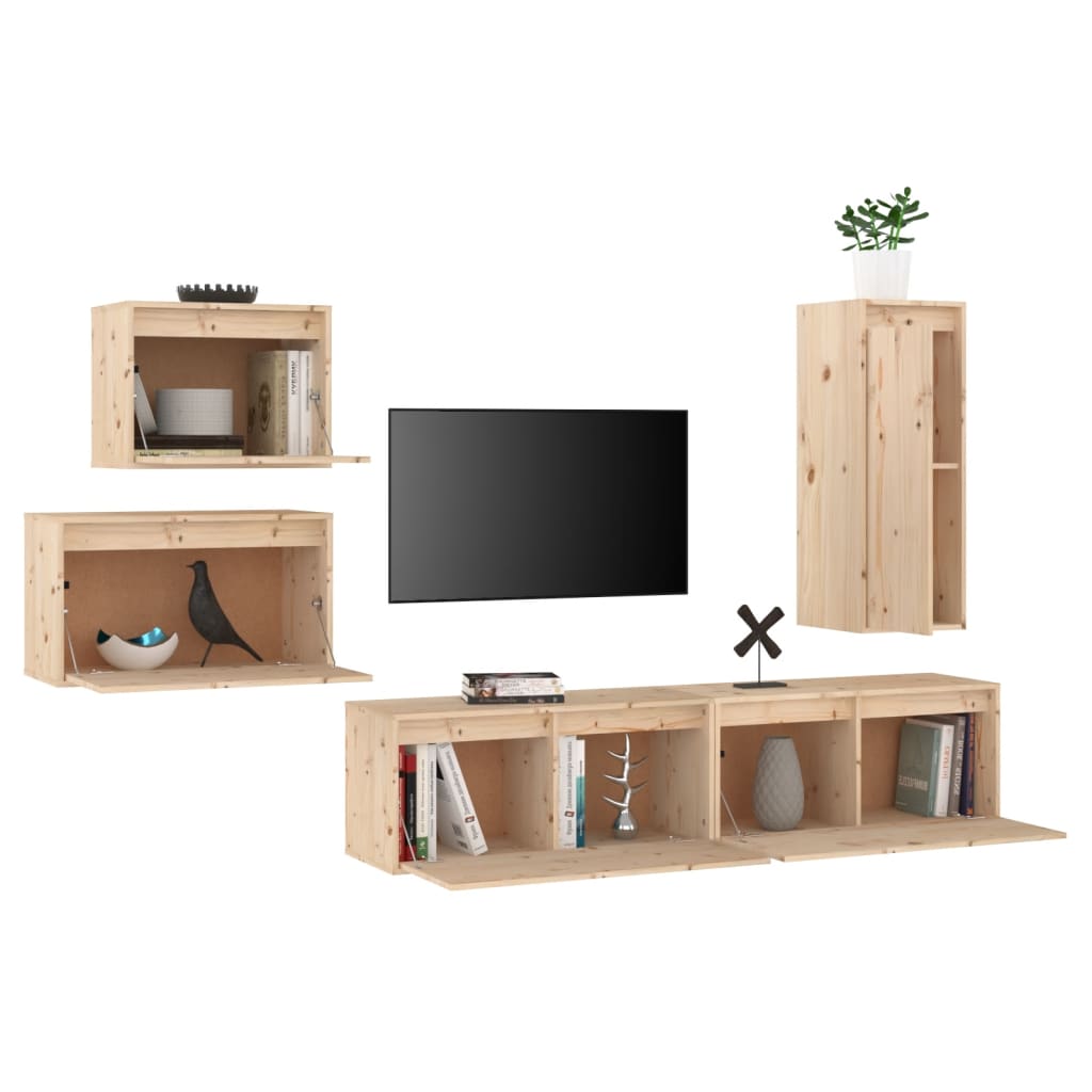 vidaXL TV-Schränke 5 Stk. Massivholz Kiefer