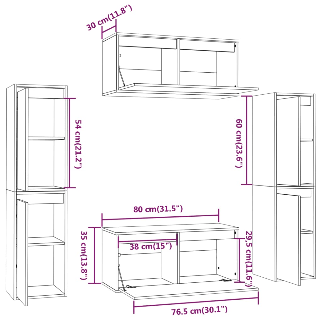 vidaXL Meubles TV 6 pcs Bois de pin massif