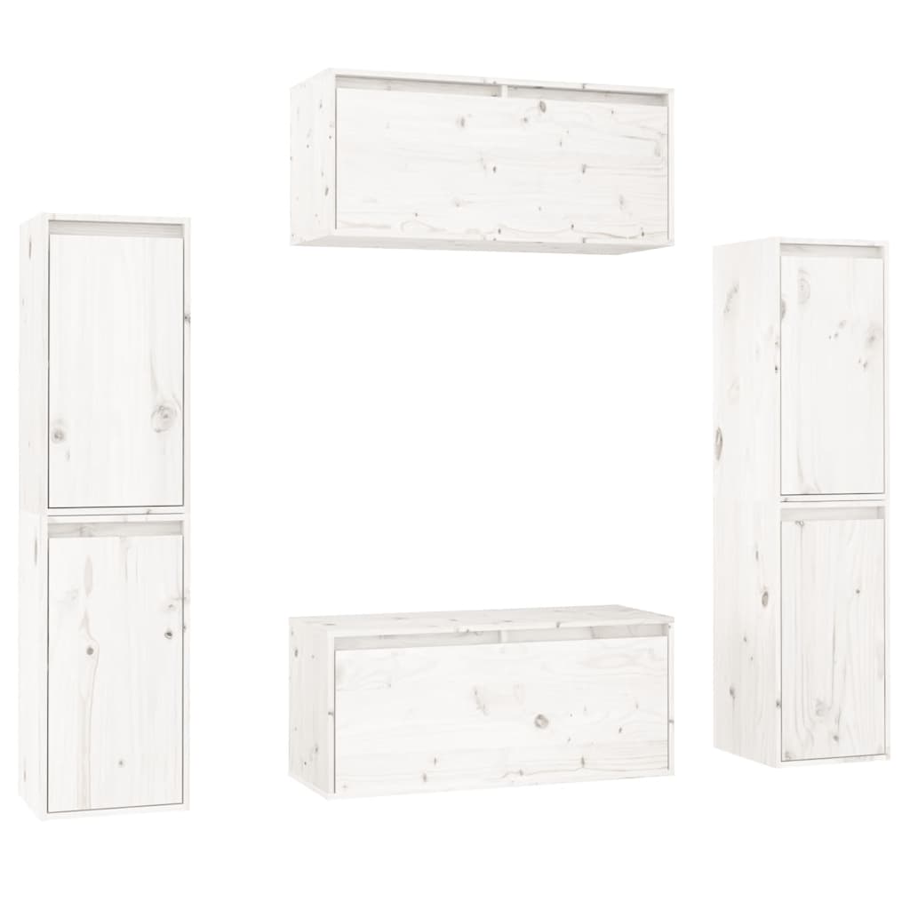 vidaXL Meubles TV 6 pcs Blanc Bois de pin massif