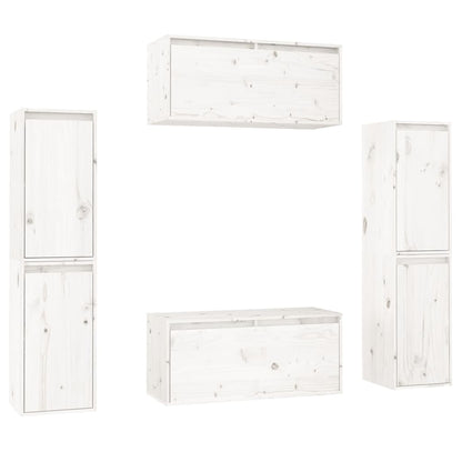 vidaXL Meubles TV 6 pcs Blanc Bois de pin massif