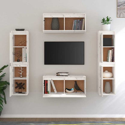 vidaXL Meubles TV 6 pcs Blanc Bois de pin massif