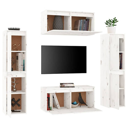 vidaXL Meubles TV 6 pcs Blanc Bois de pin massif