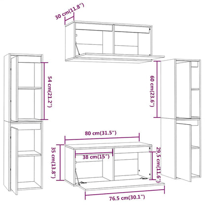 vidaXL Meubles TV 6 pcs Blanc Bois de pin massif