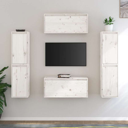 vidaXL Meubles TV 6 pcs Blanc Bois de pin massif