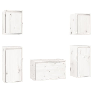 vidaXL TV-Schränke 5 Stk. Weiß Massivholz Kiefer