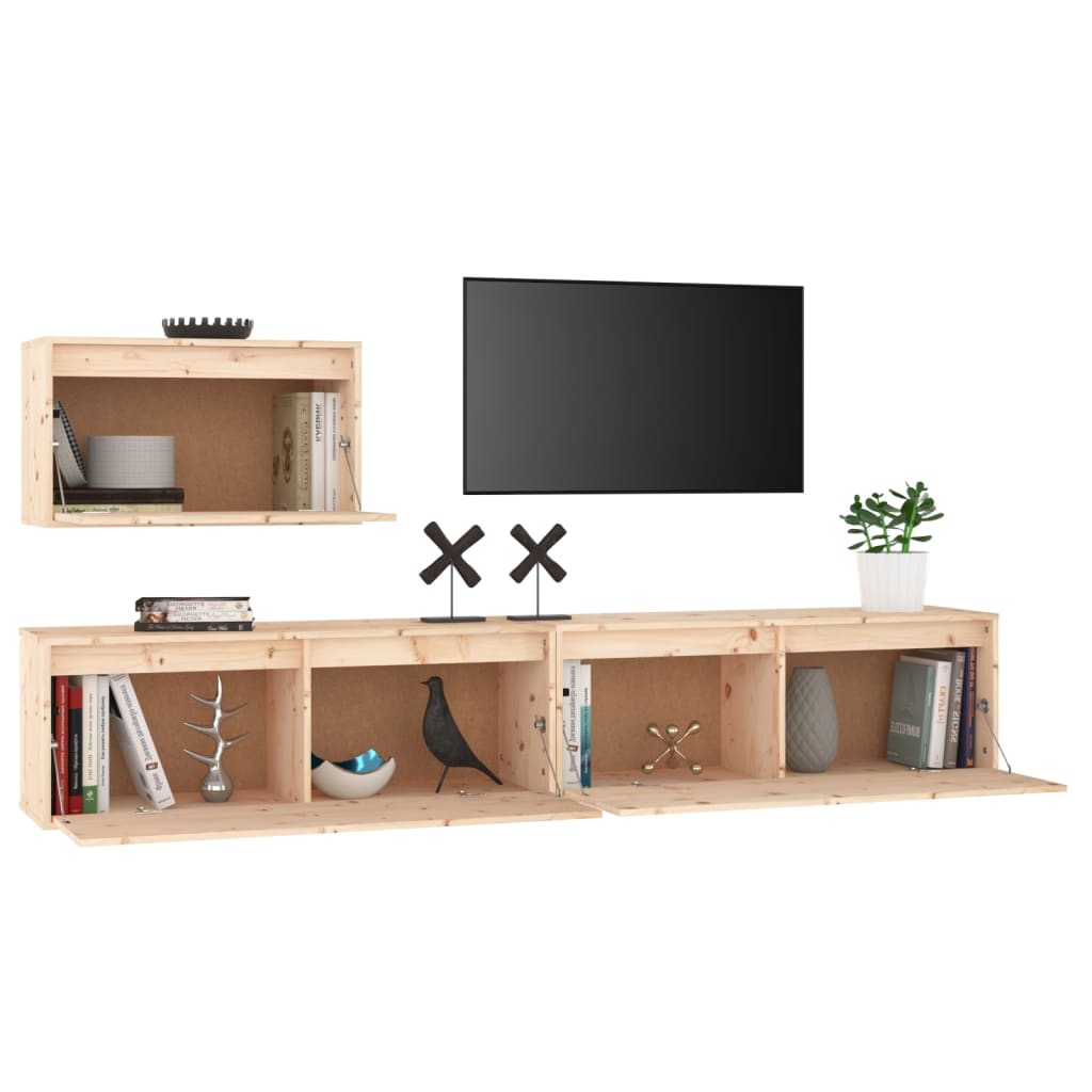 vidaXL TV-Schränke 3 Stk. Massivholz Kiefer