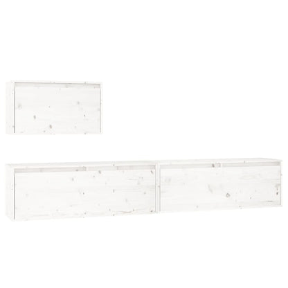 vidaXL Meubles TV 3 pcs Blanc Bois de pin massif