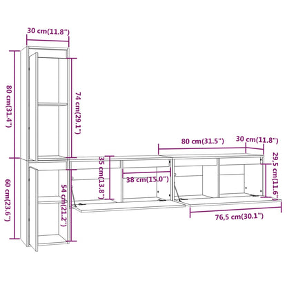 vidaXL Meubles TV 4 pcs Bois de pin massif
