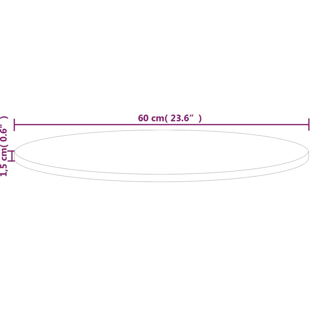 vidaXL Plateau de table rond Ø60x1,5 cm en chêne massif non traité