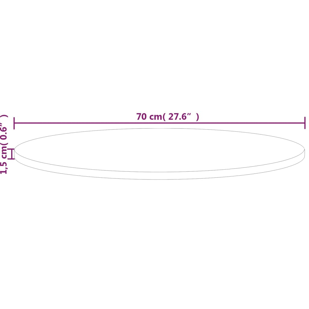 vidaXL Plateau de table rond Ø70x1,5 cm en chêne massif non traité