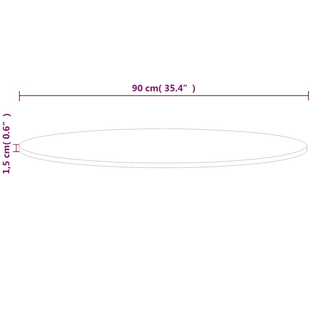 vidaXL Plateau de table rond Ø90x1,5 cm Bois de chêne massif non traité
