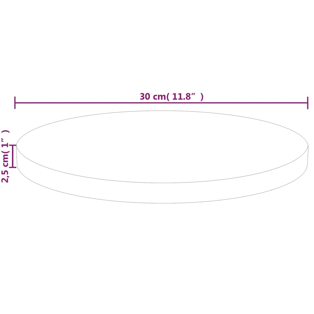 vidaXL Plateau de table rond Ø 30 x 2,5 cm en chêne massif brut