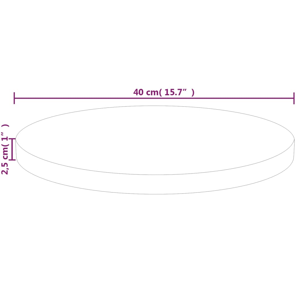 vidaXL Plateau de table rond Ø40x2,5 cm Chêne massif brut