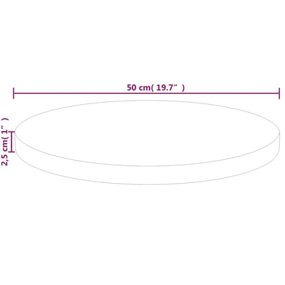 vidaXL Plateau de table rond Ø50x2,5 cm Bois de chêne massif non traité