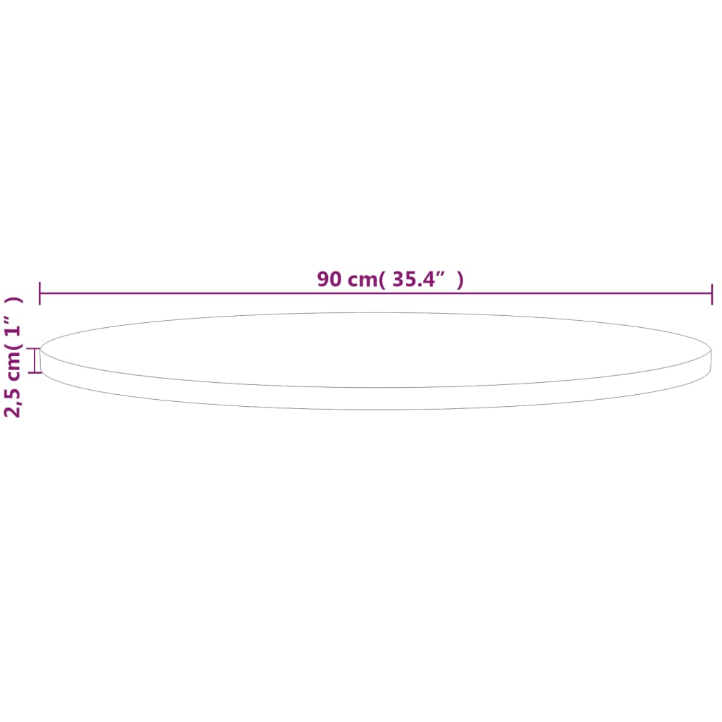 vidaXL Plateau de table rond Ø90x2,5 cm Bois de chêne massif non traité