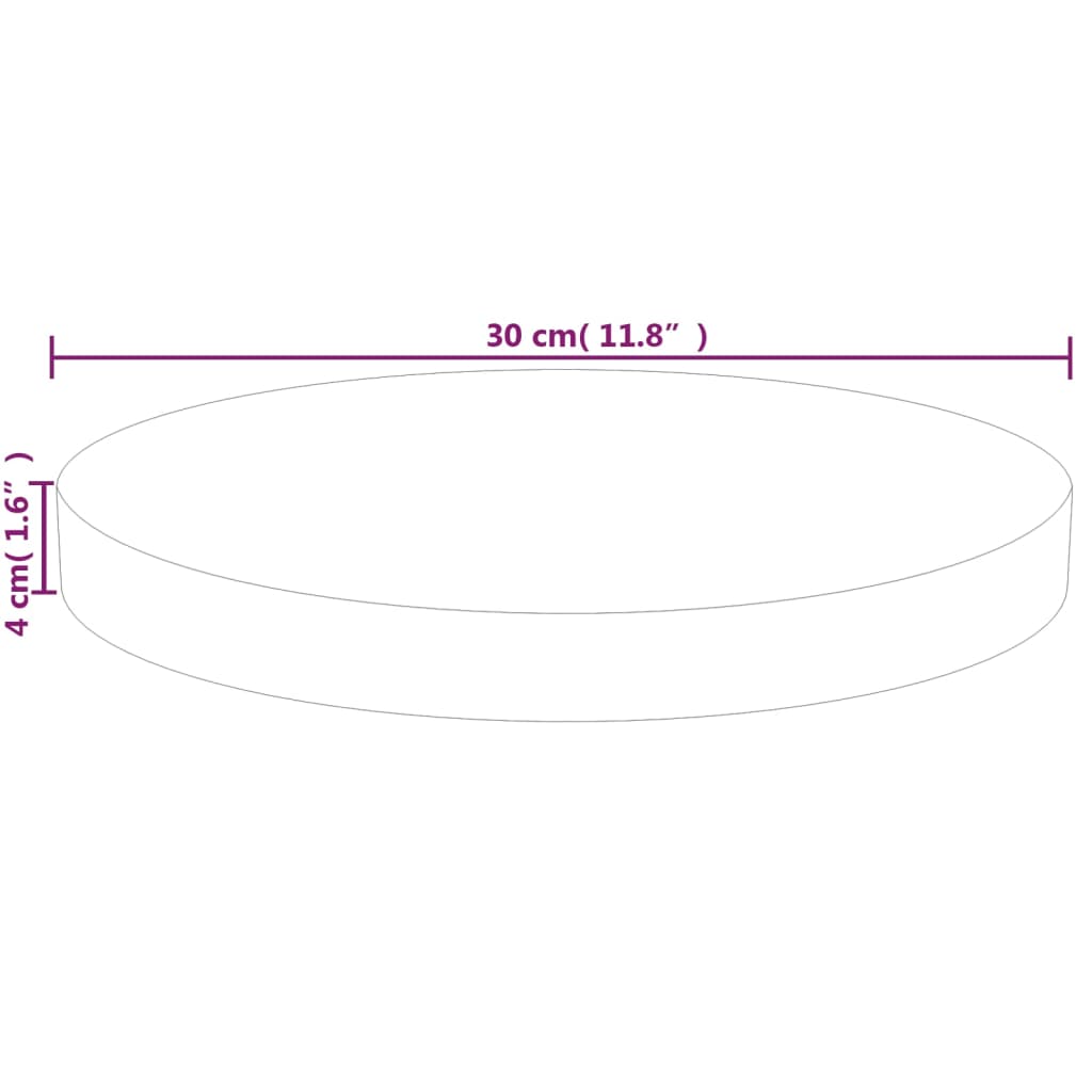 vidaXL Plateau de table rond Ø30x4 cm en chêne massif brut
