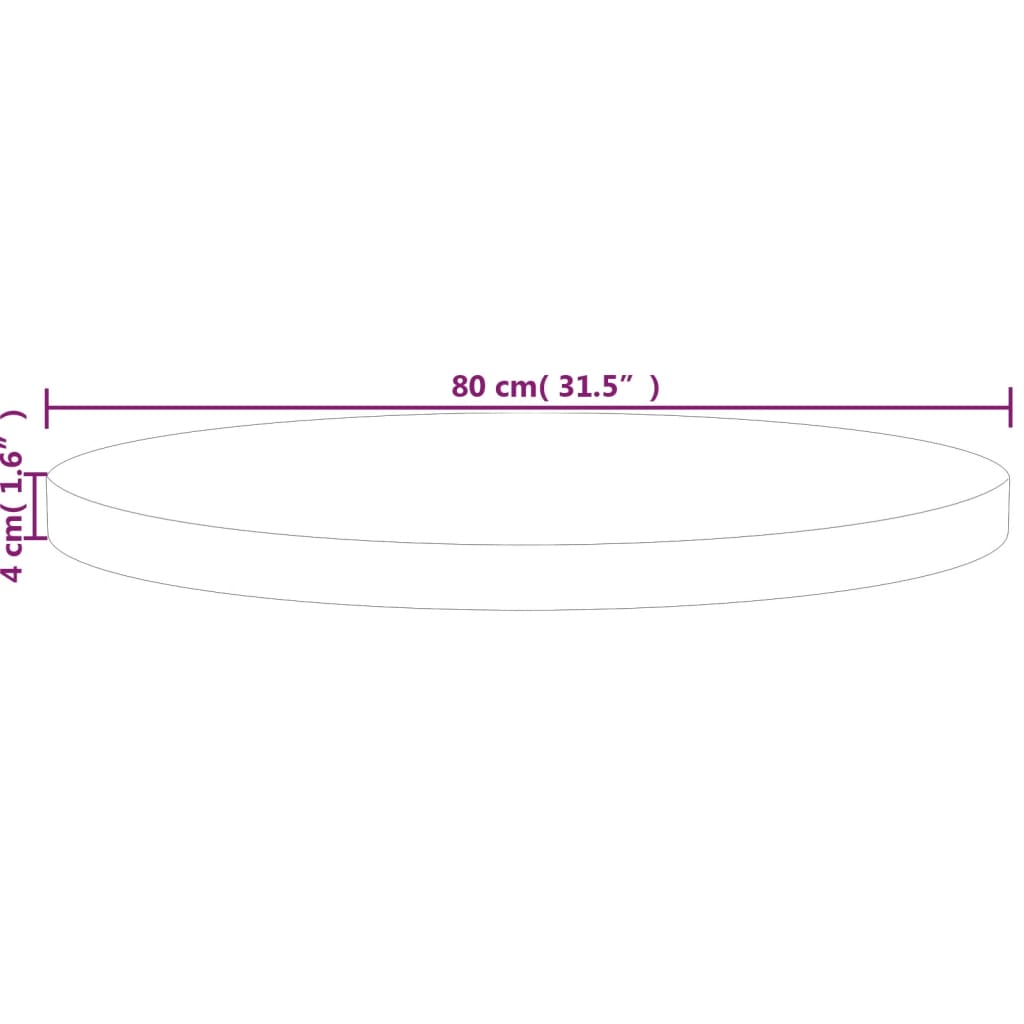 vidaXL Plateau de table rond Ø80x4 cm en chêne massif non traité