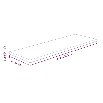 vidaXL Étagère 80x20x1,5 cm Chêne massif brut